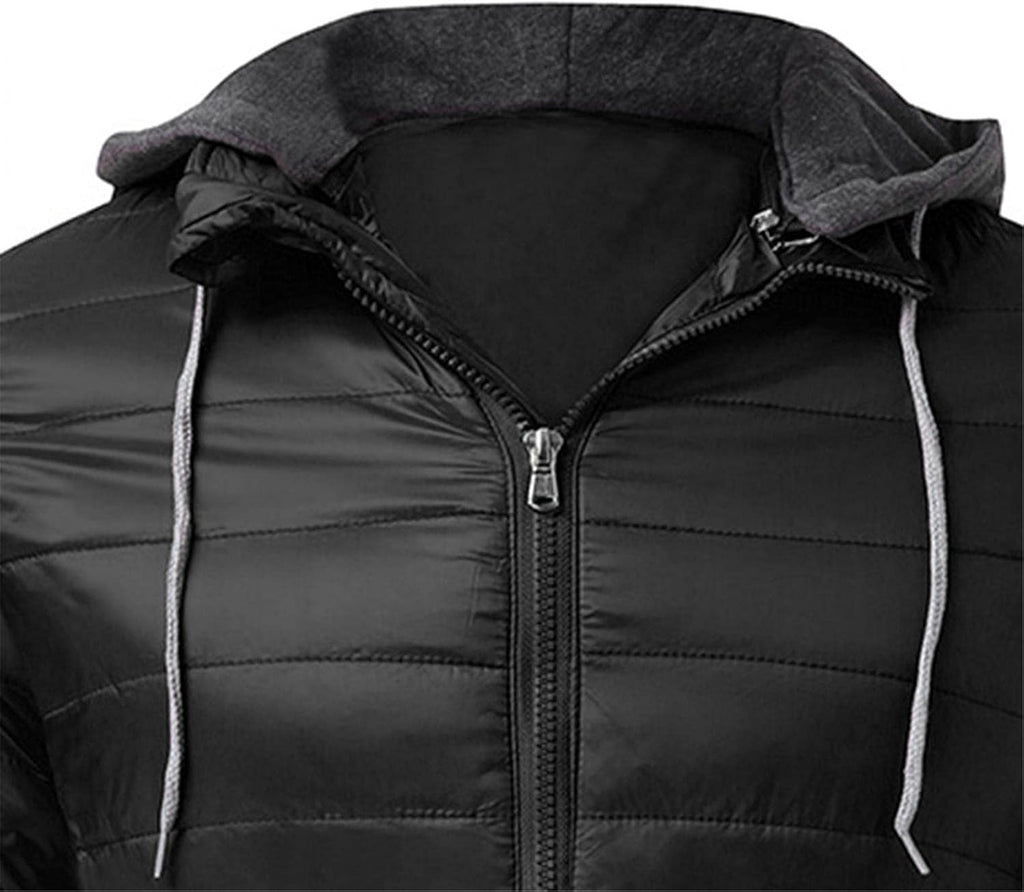 Men'S Winter Warm down Jacket Zipper up Packable Puffer Lightweight Outwear Windproof Coat with Hoodies