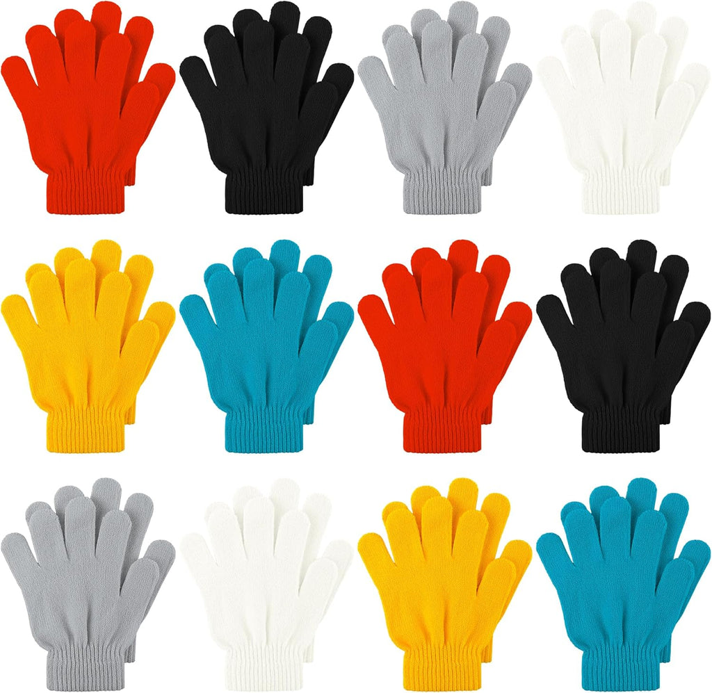 12 Pairs Kid'S Winter Magic Gloves Children Stretchy Warm Magic Gloves Boys or Girls Knit Gloves for 6-12 Years