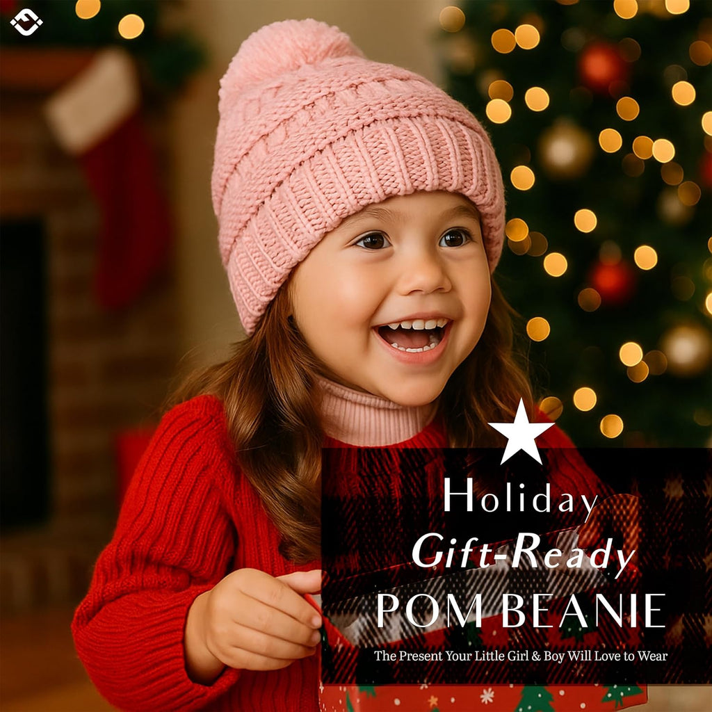 Toddler Pom Beanie – Kids Winter Hat for Ages 1–4, Baby Boy & Girl Knit Beanies, Warm Cozy Knit Snow Hats