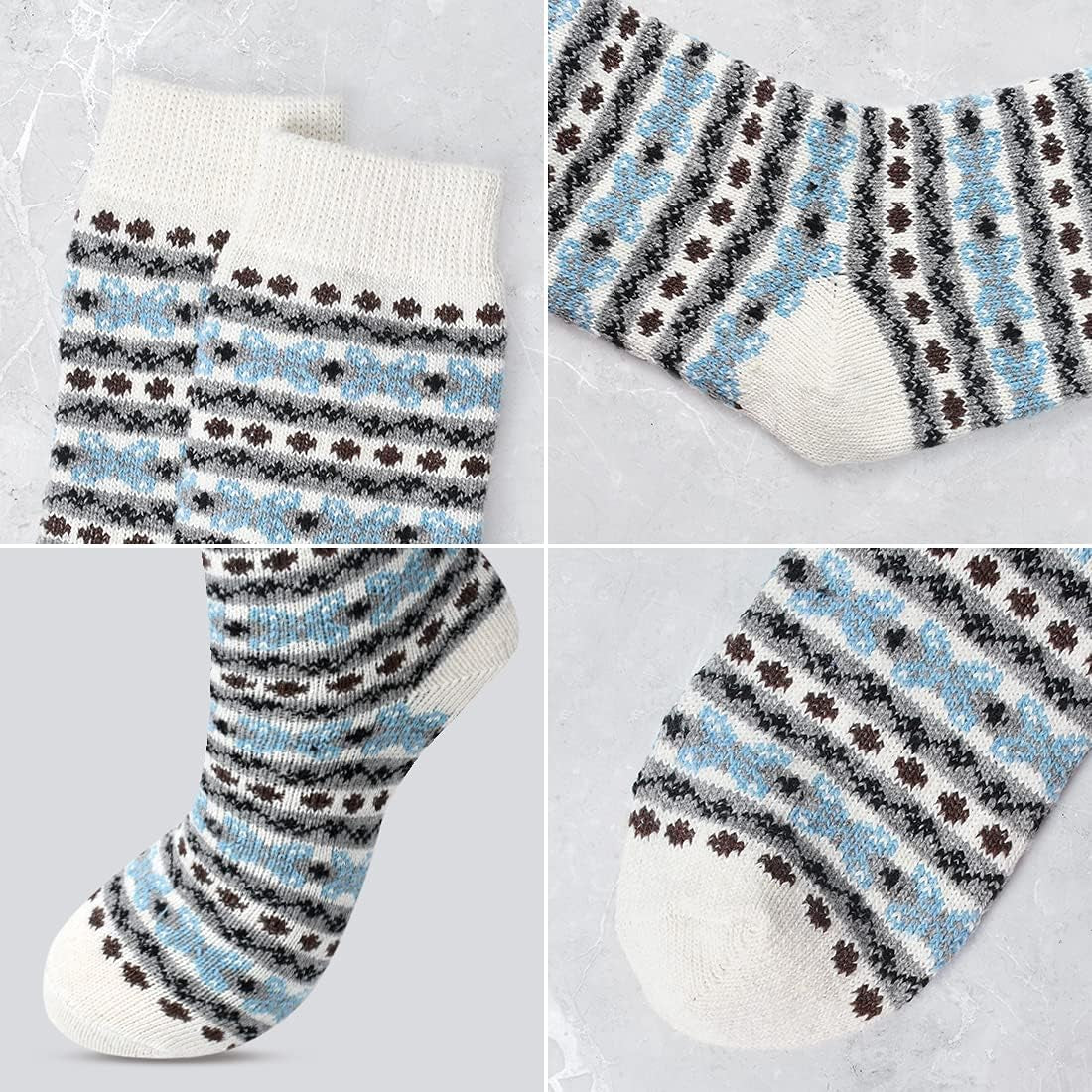 Women Winter Socks Warm Thick Wool Soft Women Socks 5 Pairs Free Size Vintage Wool Socks for Women (Mix6)