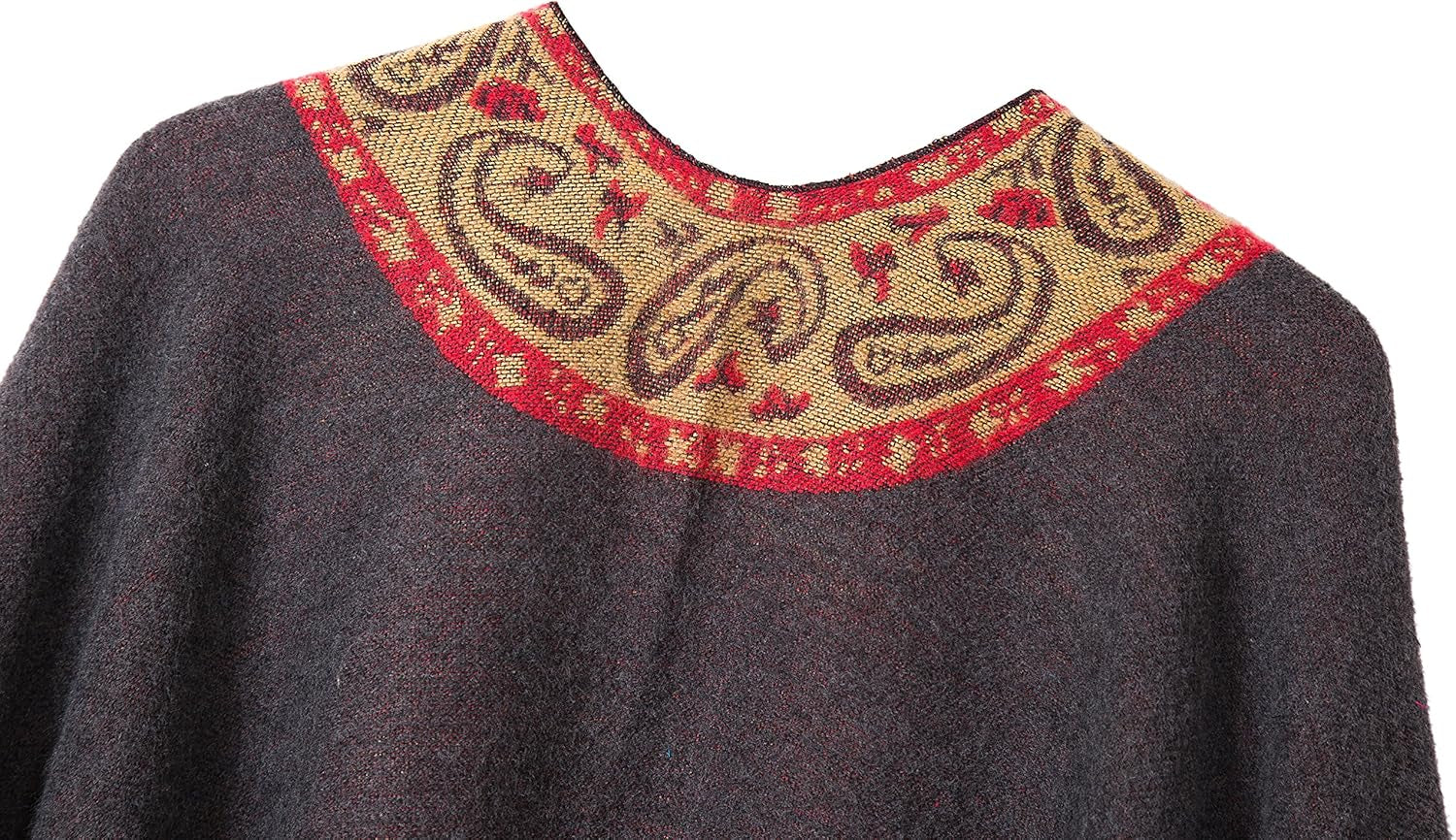 Women'S Retro Style Vintage Pattern Tassel Poncho Shawl Cape Wraps for Women