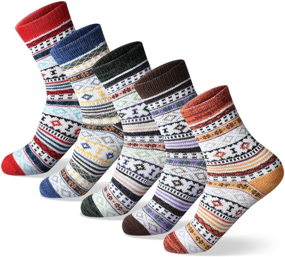 Women'S Winter Socks - Thick Wool Socks Soft Warm Casual - Gift for Women - 5 Pairs