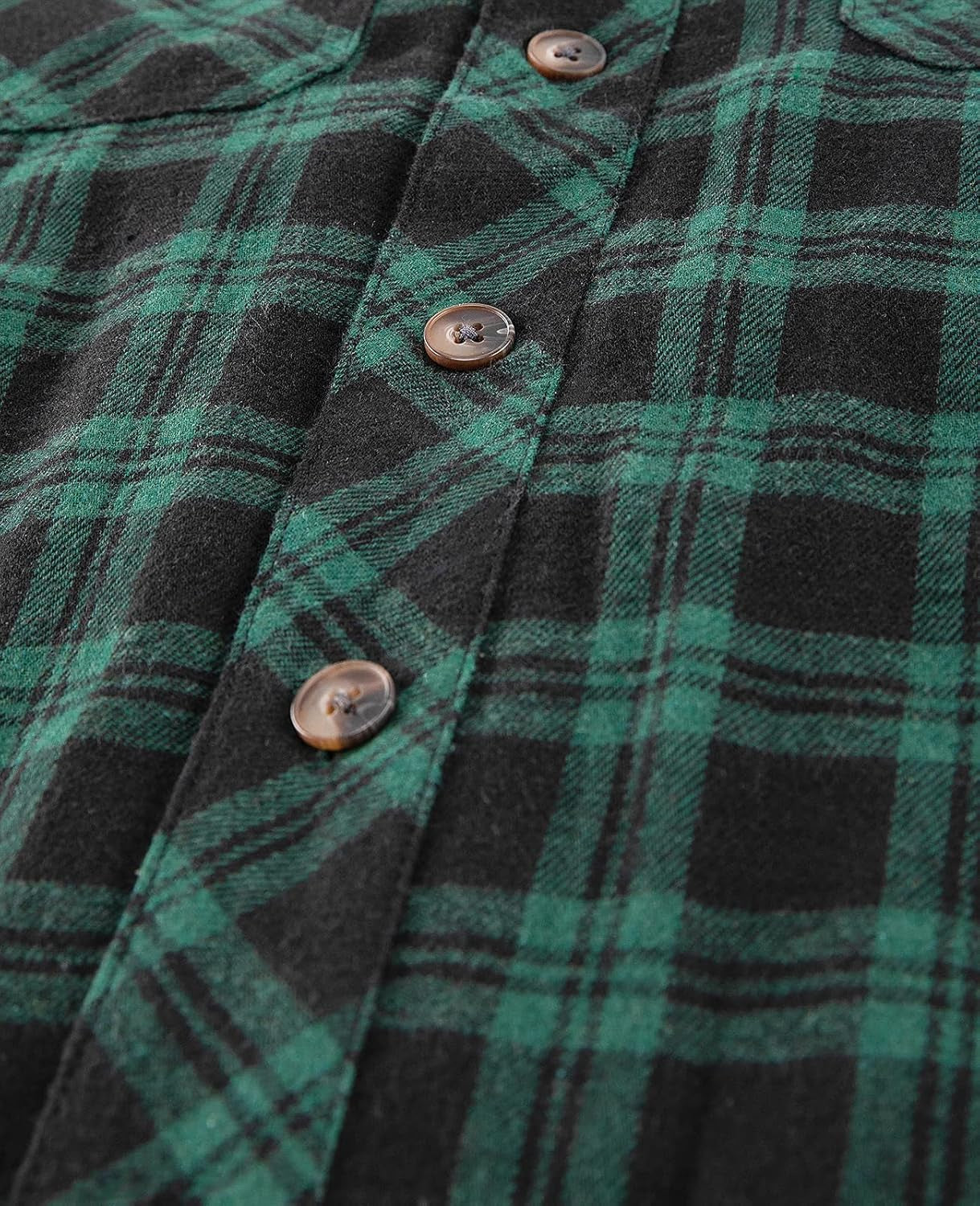 Men'S Green Winter Plaid Zip up Bomber Hooded Jacket