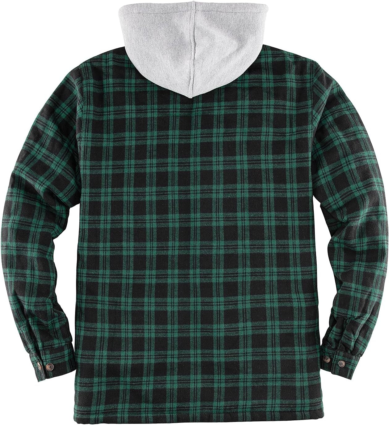 Men'S Green Winter Plaid Zip up Bomber Hooded Jacket