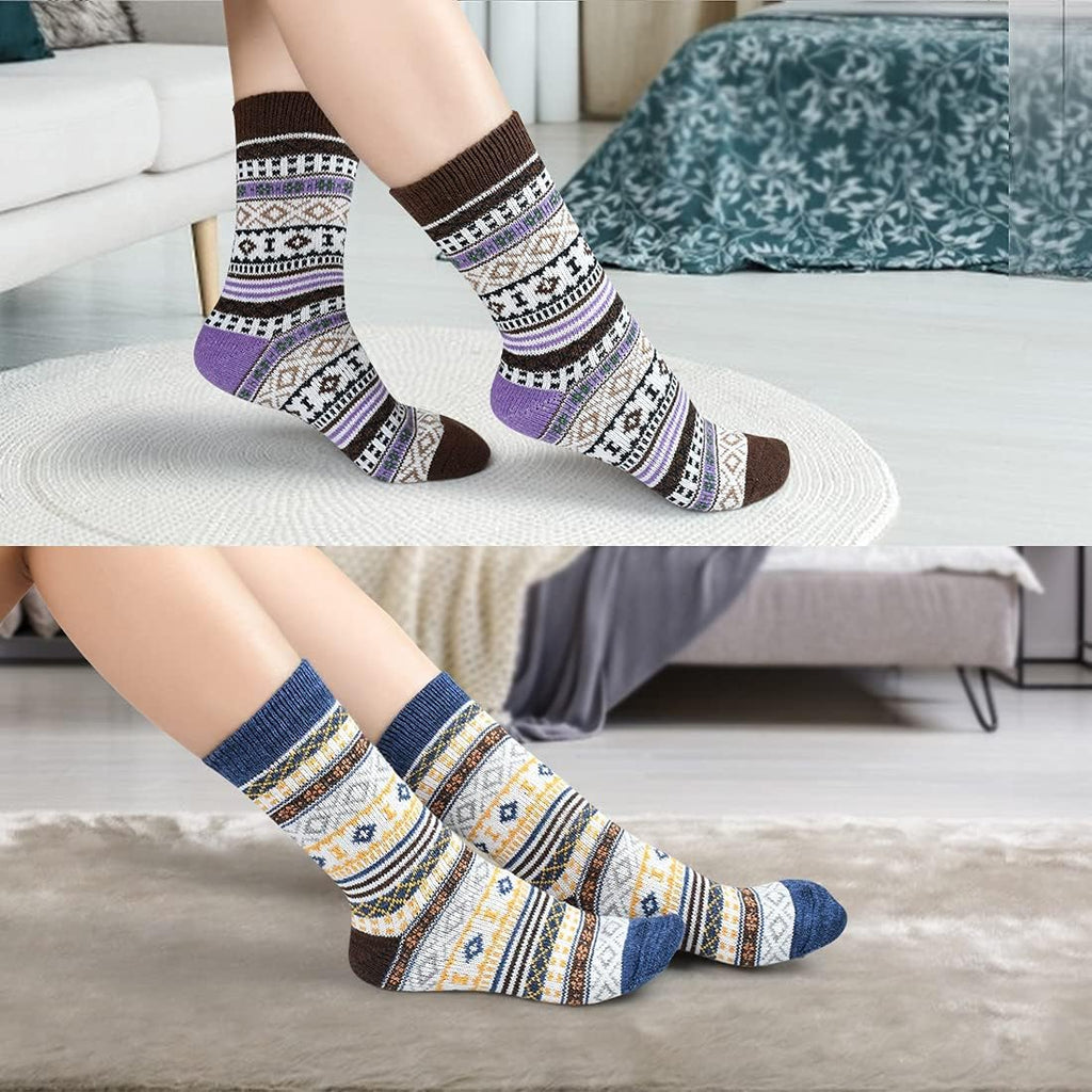 Women'S Winter Socks - Thick Wool Socks Soft Warm Casual - Gift for Women - 5 Pairs