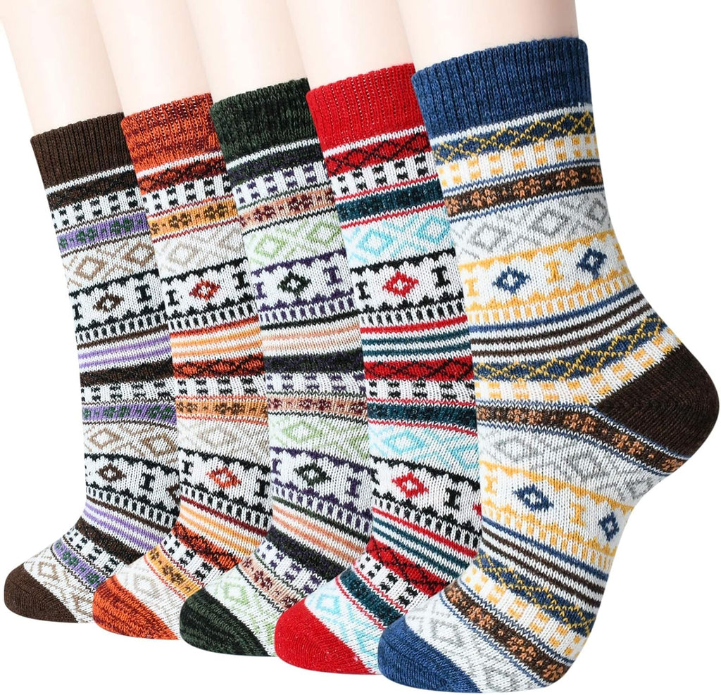 Women'S Winter Socks - Thick Wool Socks Soft Warm Casual - Gift for Women - 5 Pairs