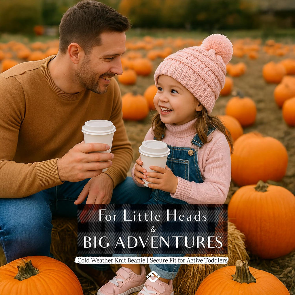 Toddler Pom Beanie – Kids Winter Hat for Ages 1–4, Baby Boy & Girl Knit Beanies, Warm Cozy Knit Snow Hats