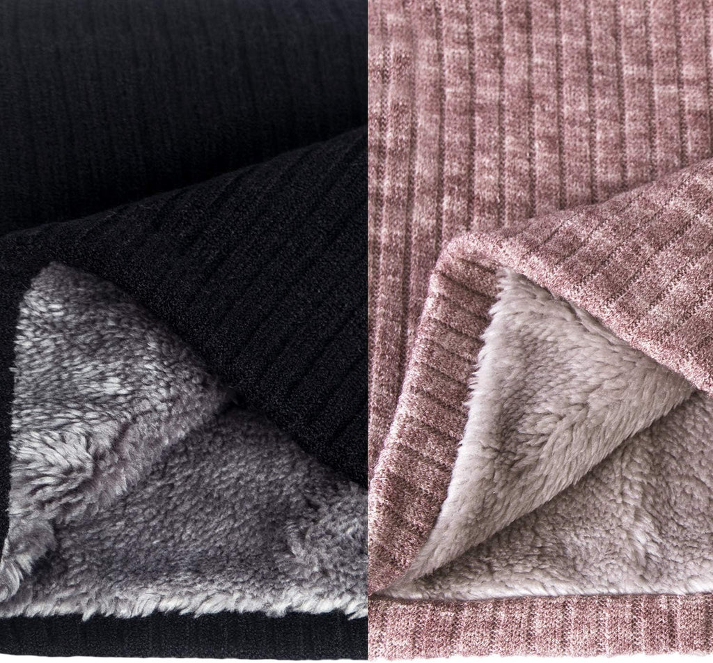 Neck Warmer Winter Double-Layer Neck Gaiter Soft Fleece Lined Circle Scarf Gifts(07 Black+Pink)